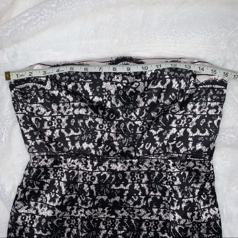 NWOT Tibi Black & Ivory Floral Silk Blend Strapless Dress SZ 8 w/ Measur… - Picture 6 of 16